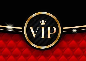 Emblema VIP dorado sobre tapiz rojo acolchado
